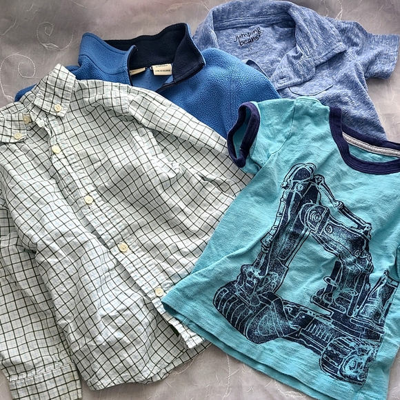 Boys 2T Shirt BUNDLE Of 4 Tops T-shirt Jacket Button Down Collared Shirt Blue - Picture 1 of 5